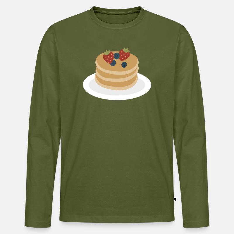 Berry Pancake Stack Artwork - Men's Premium Organic Long Sleeve Shirt - khaki