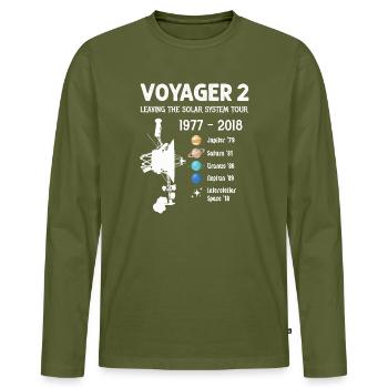 Le vaisseau spatial Voyager 2 quitte la tournée du système solaire - T-shirt manches longues Premium bio Homme - kaki - Devant - Nico (187cm)