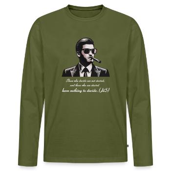 Gangsters noirs avec des cigares : qui décide ? - T-shirt manches longues Premium bio Homme - kaki - Devant - Nico (187cm)