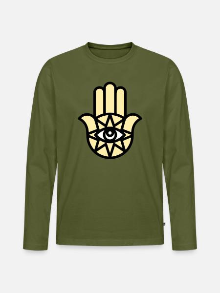 Hamsa Main de Fatima - T-shirt manches longues Premium bio Homme - kaki