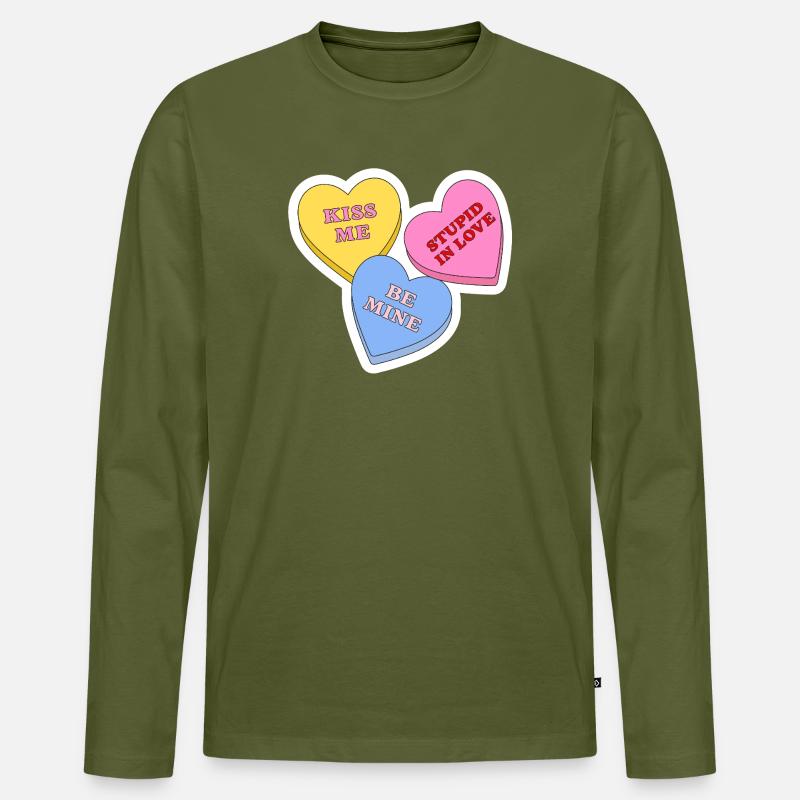 Candy-Hearts-Design - Männer Premium Bio Langarmshirt - Khaki