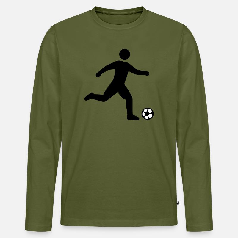 Fussballer Silhouette - Männer Premium Bio Langarmshirt - Khaki