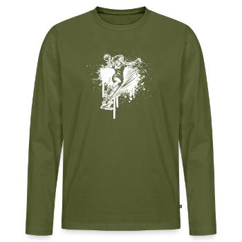 Handball motif with recognition value for - Men's Premium Organic Long Sleeve Shirt - khaki - Front - Nico (187cm)