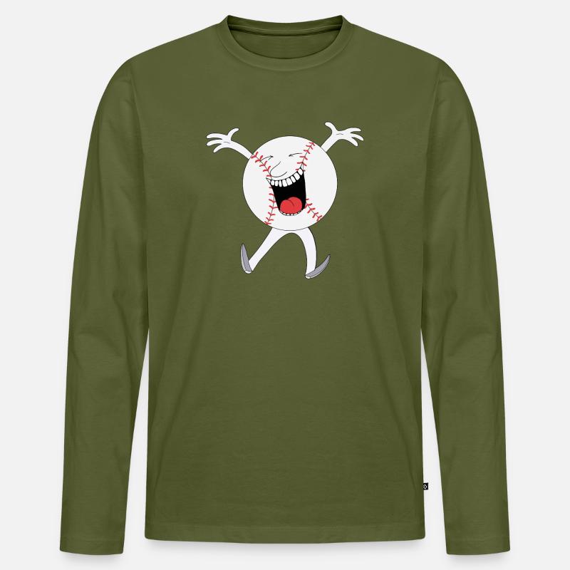 Lachendes Baseball-Maskottchen - Männer Premium Bio Langarmshirt - Khaki