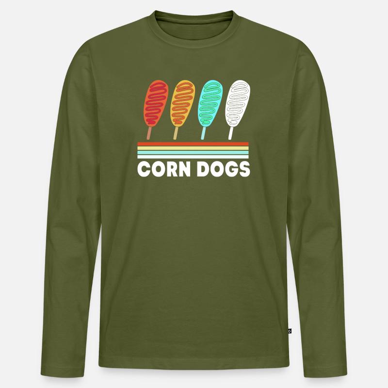 Corn Dog - Männer Premium Bio Langarmshirt - Khaki