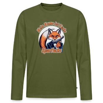 Fuchs im Smoking, Der Sparfuchs aka Geheimagent - Männer Premium Bio Langarmshirt - Khaki - Vorne - Nico (187cm)