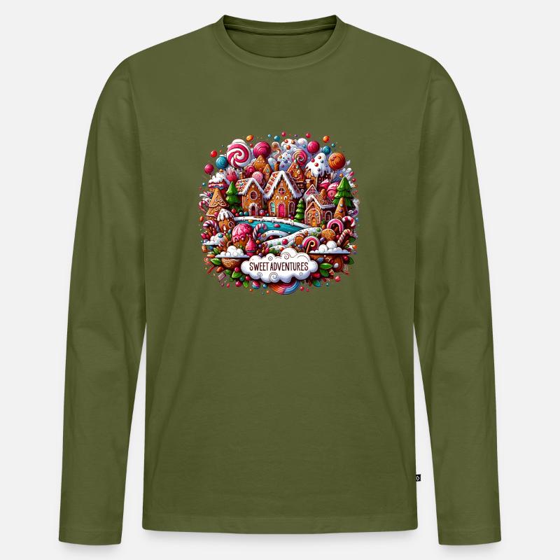 Süßes Dorftraum Adventslandschaft - Männer Premium Bio Langarmshirt - Khaki