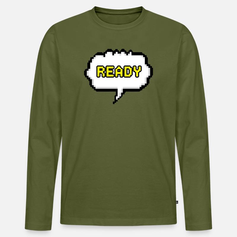 Bereit Pixel-Sprechblase - Männer Premium Bio Langarmshirt - Khaki
