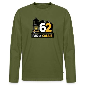 62 Pas de Calais Emblem - Männer Premium Bio Langarmshirt - Khaki - Vorne - Nico (187cm)