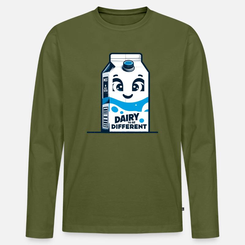 Milchkarton Gesicht – Anders Sein - Männer Premium Bio Langarmshirt - Khaki