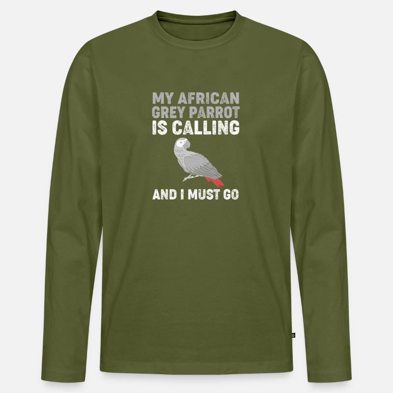 Papagei Grau Graupapagei - Männer Premium Bio Langarmshirt - Khaki
