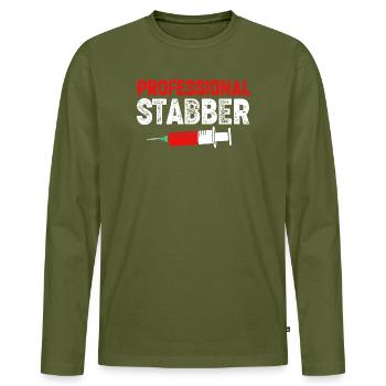 Phlebotomist Pflege Pfleger Pflegerin Blutentnahme - Männer Premium Bio Langarmshirt - Khaki - Vorne - Nico (187cm)