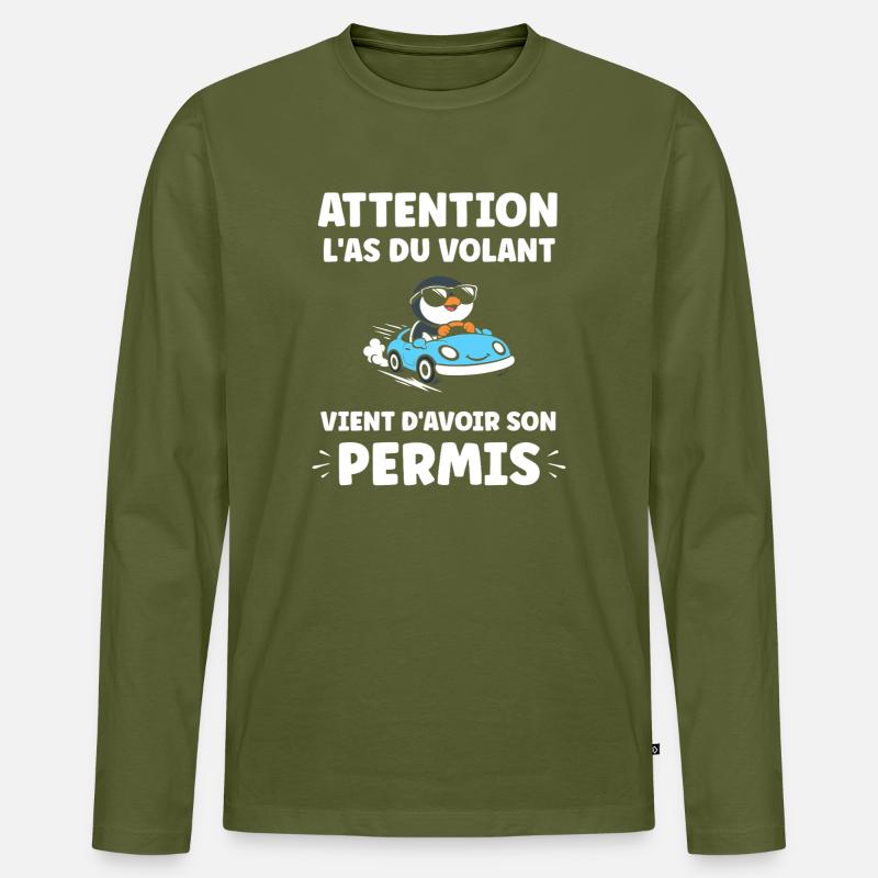 Führerschein-Humor - Männer Premium Bio Langarmshirt - Khaki