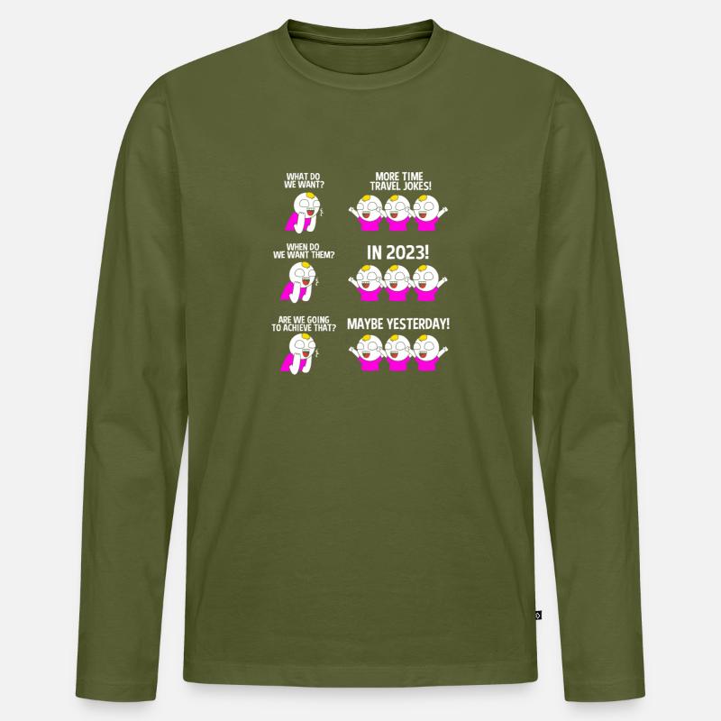 Zeitreise - Männer Premium Bio Langarmshirt - Khaki