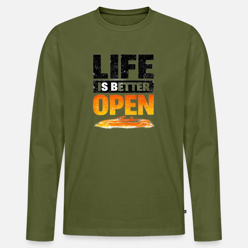 Life is Better Open Cabrio-Style - Männer Premium Bio Langarmshirt - Khaki