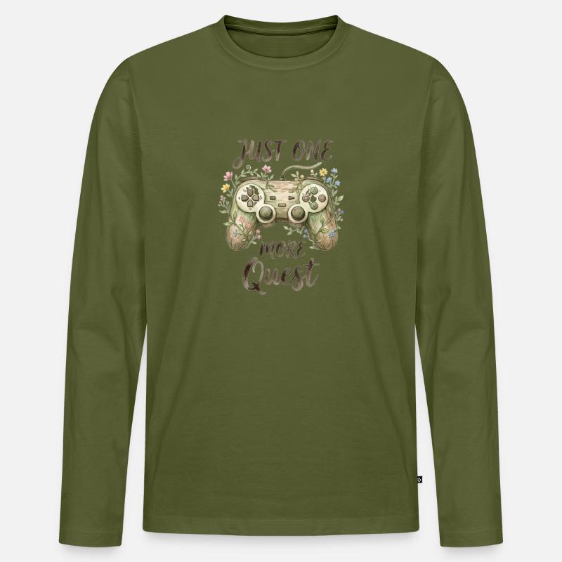 Nur noch eine Quest Botanischer Controller - Männer Premium Bio Langarmshirt - Khaki