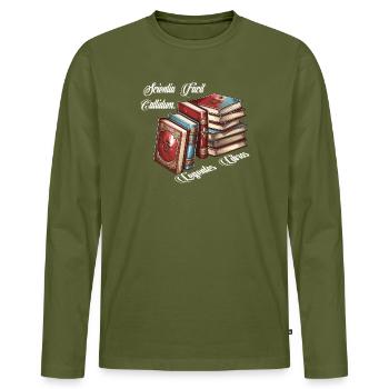 Livre blanc - T-shirt manches longues Premium bio Homme - kaki - Devant - Nico (187cm)