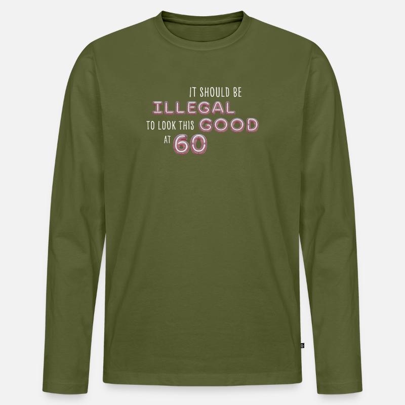Verboten gut mit 60 - Männer Premium Bio Langarmshirt - Khaki