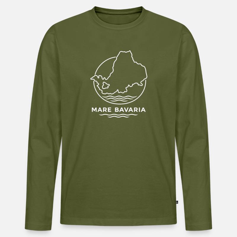 Bayerisches Meer - Mare Bavaria - Männer Premium Bio Langarmshirt - Khaki