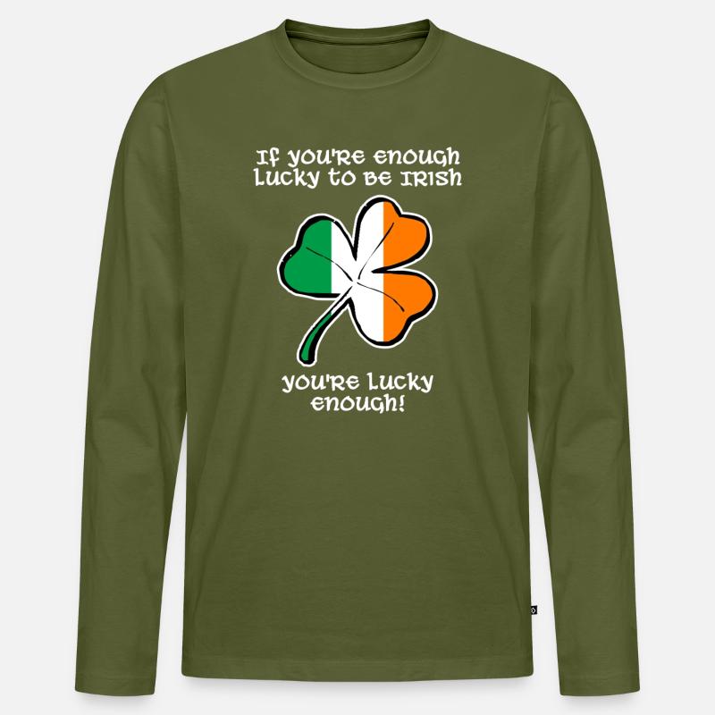 Glücklicherweise bin ich Ire. - Männer Premium Bio Langarmshirt - Khaki