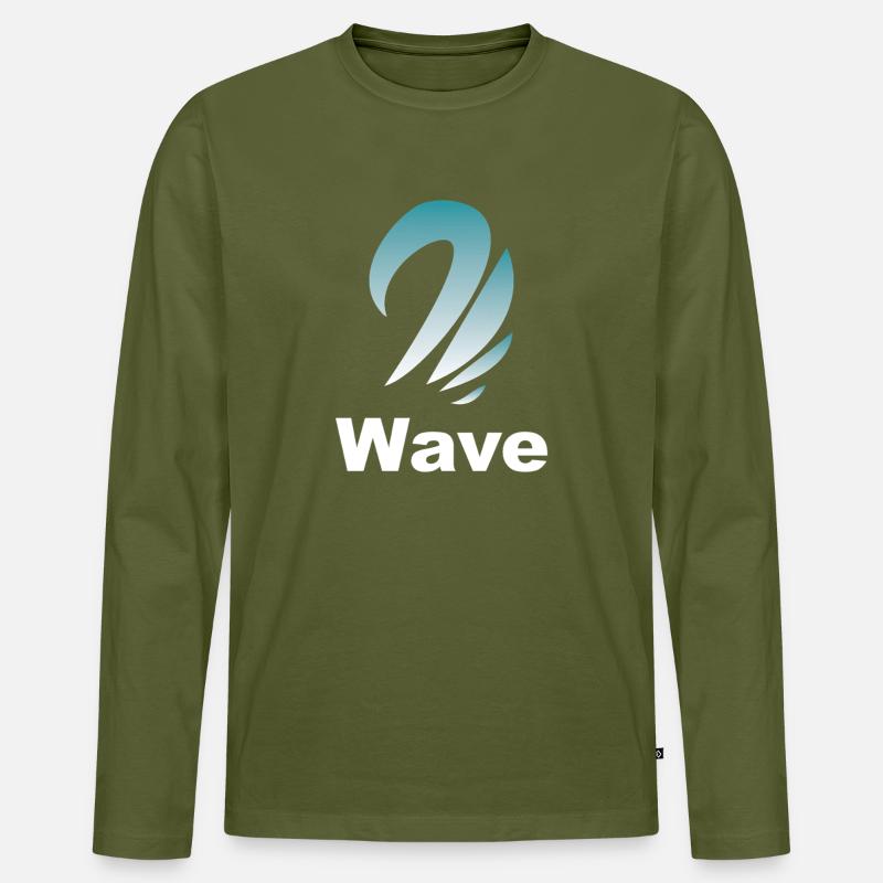Wellengradient Logo Design - Männer Premium Bio Langarmshirt - Khaki