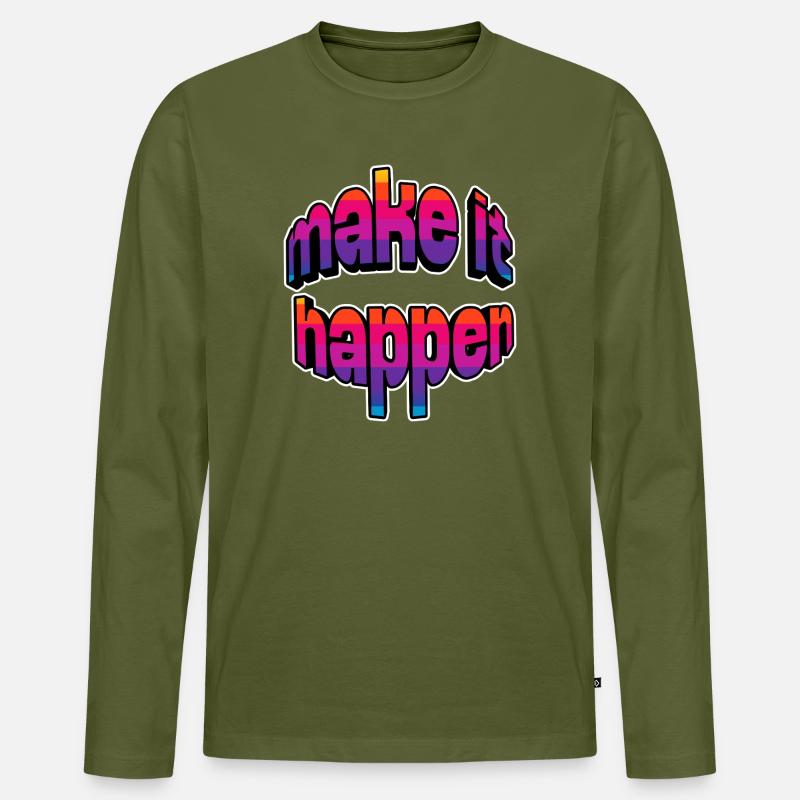 Make It Happen Gradient - Männer Premium Bio Langarmshirt - Khaki