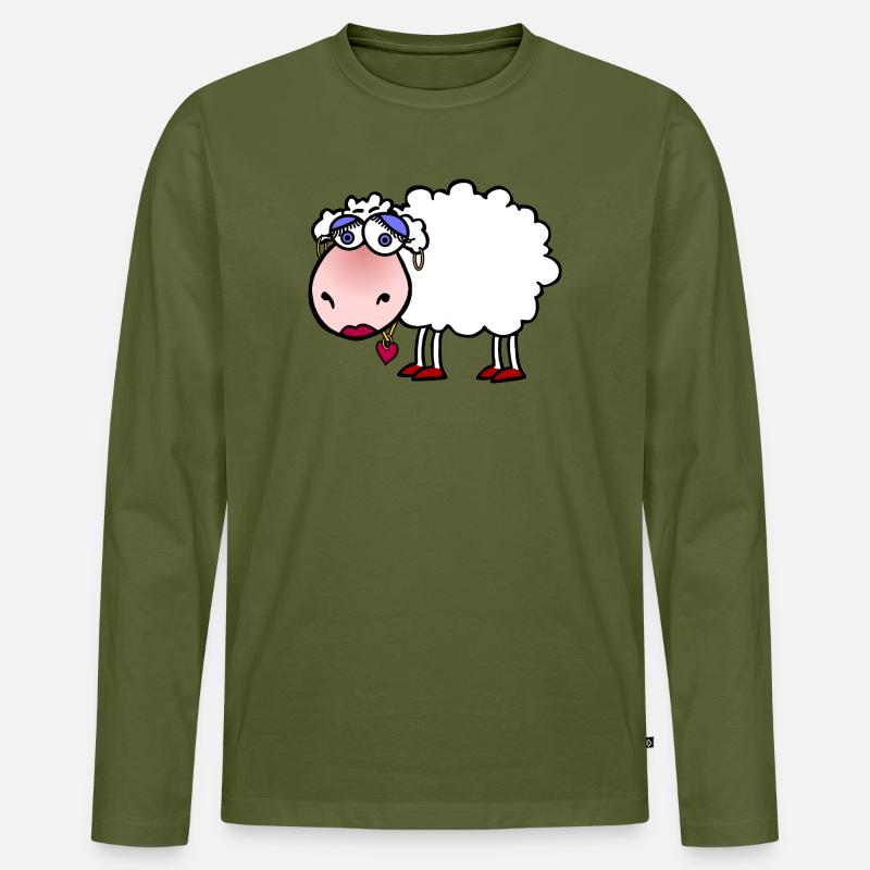 Pecore coccolone con ciondolo a cuore - Maglia a manica lunga ecologica premium da uomo - kaki