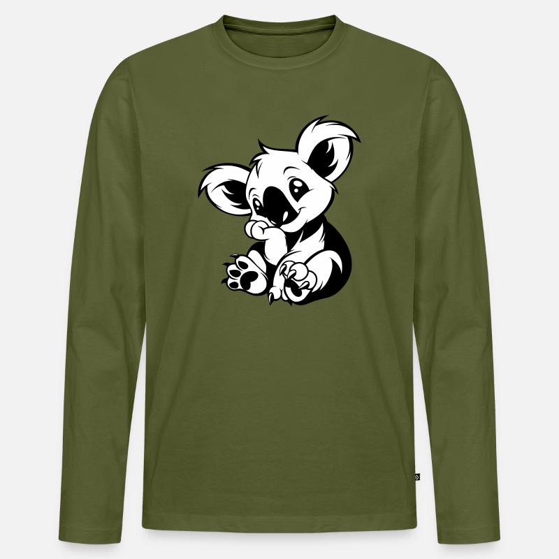 Süßer Koala sitzt verspielt - Männer Premium Bio Langarmshirt - Khaki