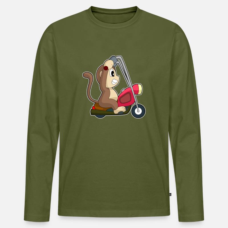 Affe Motorrad - Männer Premium Bio Langarmshirt - Khaki