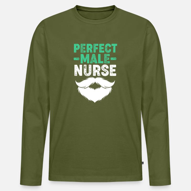 Pfleger Krankenhaus Krankenpfleger Geschenk - Männer Premium Bio Langarmshirt - Khaki