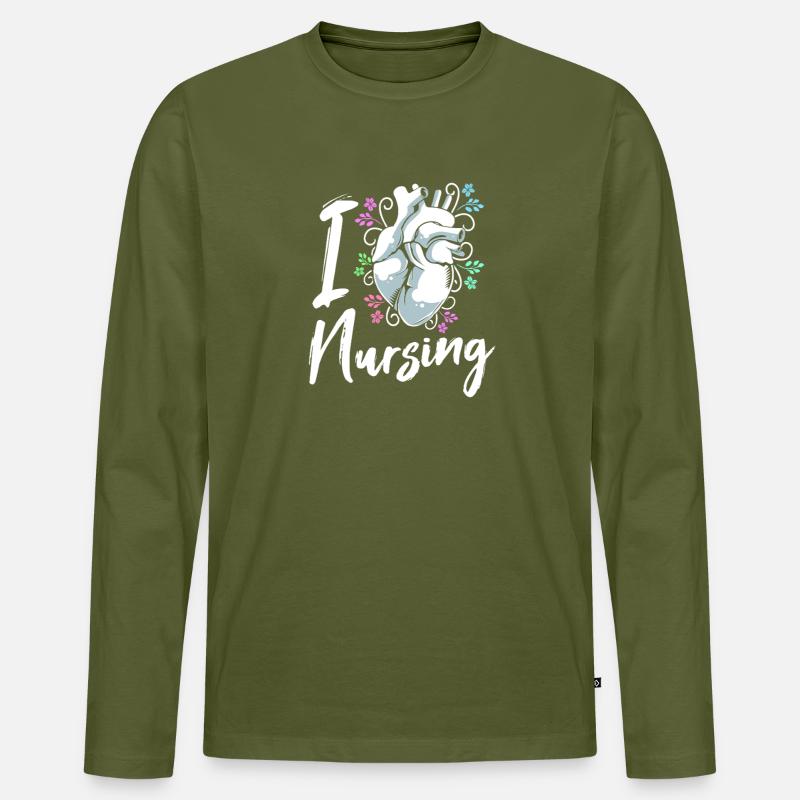 Pfleger Krankenhaus Krankenpfleger Geschenk - Männer Premium Bio Langarmshirt - Khaki
