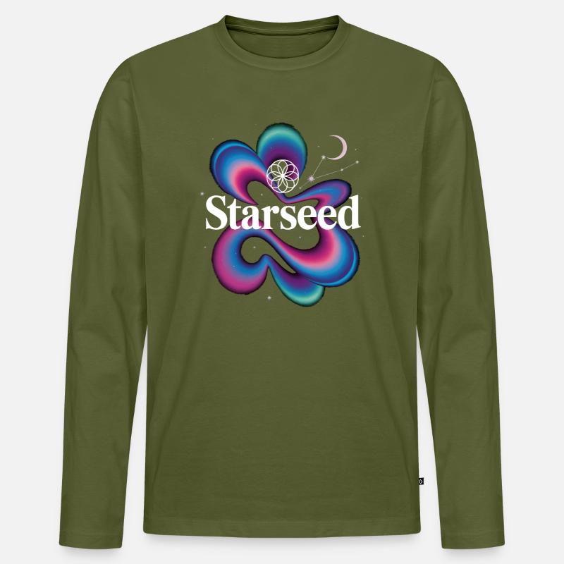 Starseed Farbwirbel Logo - Männer Premium Bio Langarmshirt - Khaki