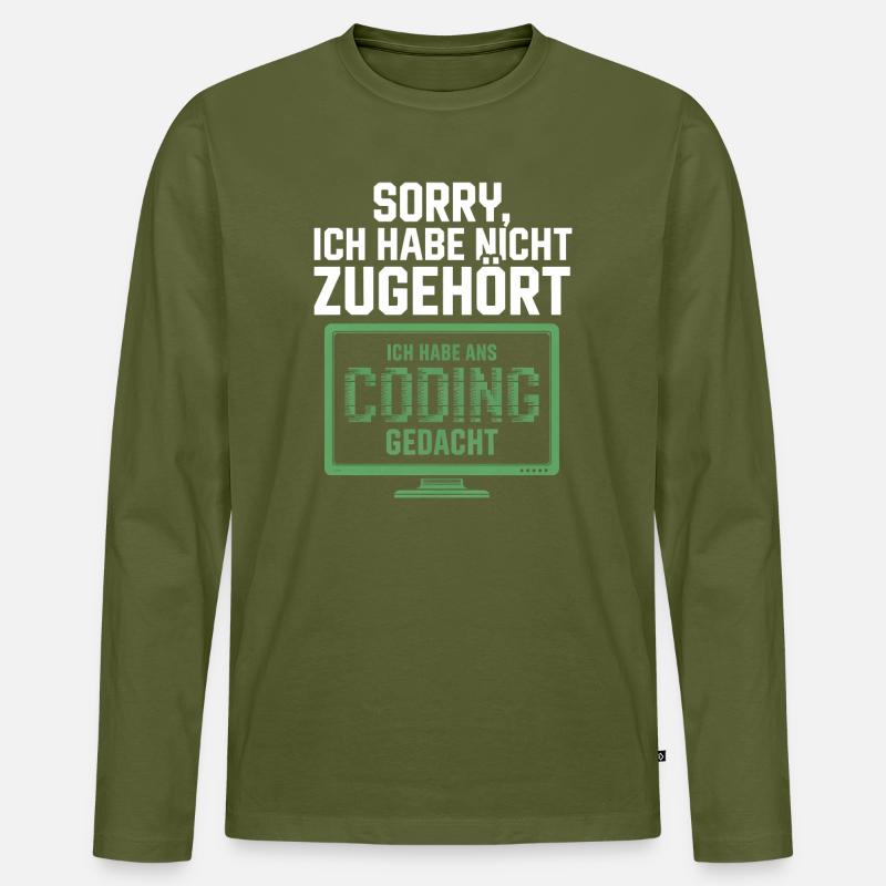 Sorry, I thought coding - Men's Premium Organic Long Sleeve Shirt - khaki