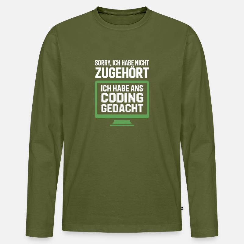 Coding Thinking instead of belonging - Men's Premium Organic Long Sleeve Shirt - khaki