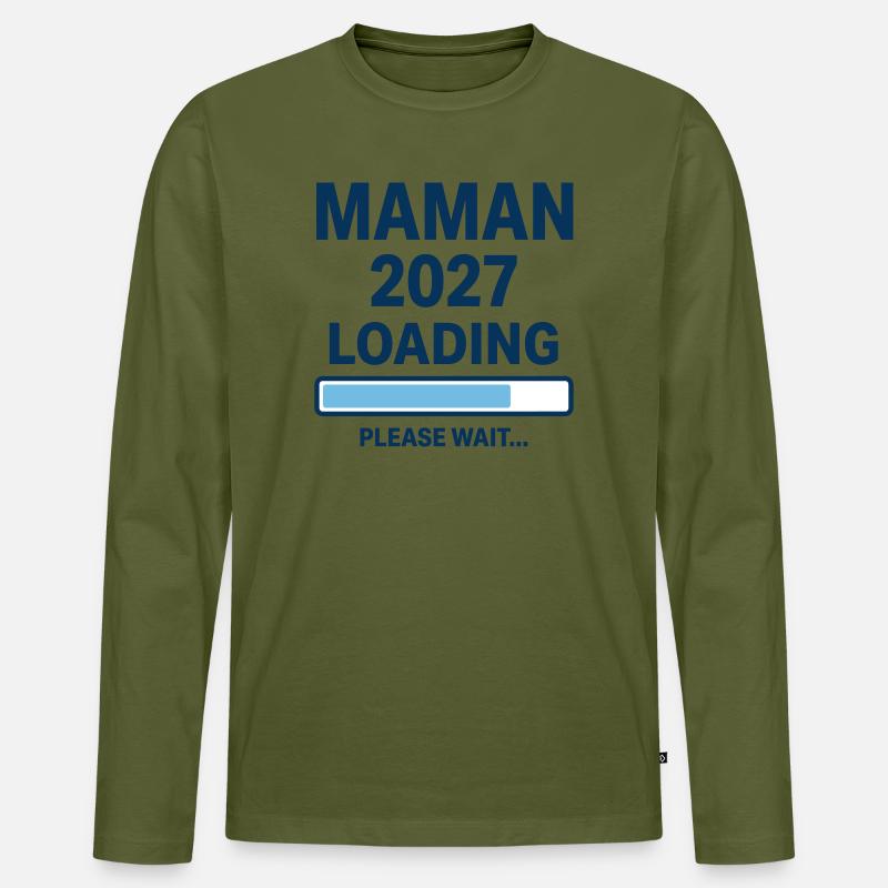 Design Mom 2027 Loading Schwangerschaft - Männer Premium Bio Langarmshirt - Khaki