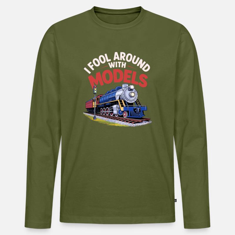 Ich spiele mit Modellen herum - Männer Premium Bio Langarmshirt - Khaki