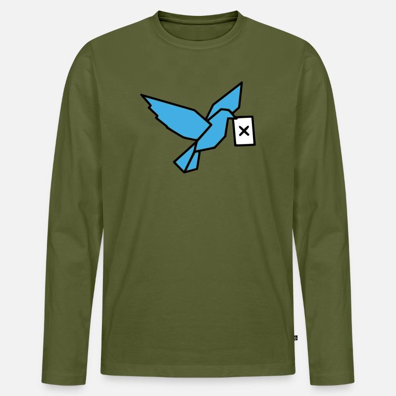 Brieftaube Wahlzettel Vogel Bunt - Männer Premium Bio Langarmshirt - Khaki