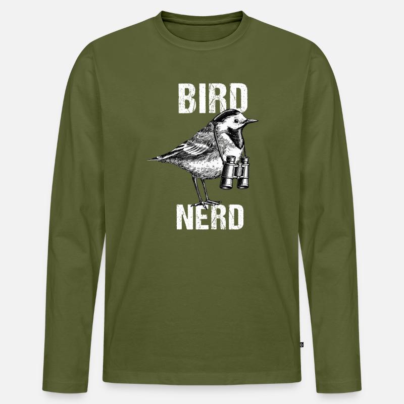Für nerdige Bird Nerd Lover Vogelbeobachter - Männer Premium Bio Langarmshirt - Khaki