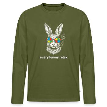 Everybunny Relax Funny Bunny with Sunglasses - Men's Premium Organic Long Sleeve Shirt - khaki - Front - Nico (187cm)