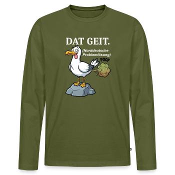 Norddeutscher Humor Spruch Dat Geit - Männer Premium Bio Langarmshirt - Khaki - Vorne - Nico (187cm)