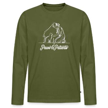  Paws & Patients Tierarzt Tierärztin Katze - Männer Premium Bio Langarmshirt - Khaki - Vorne - Nico (187cm)