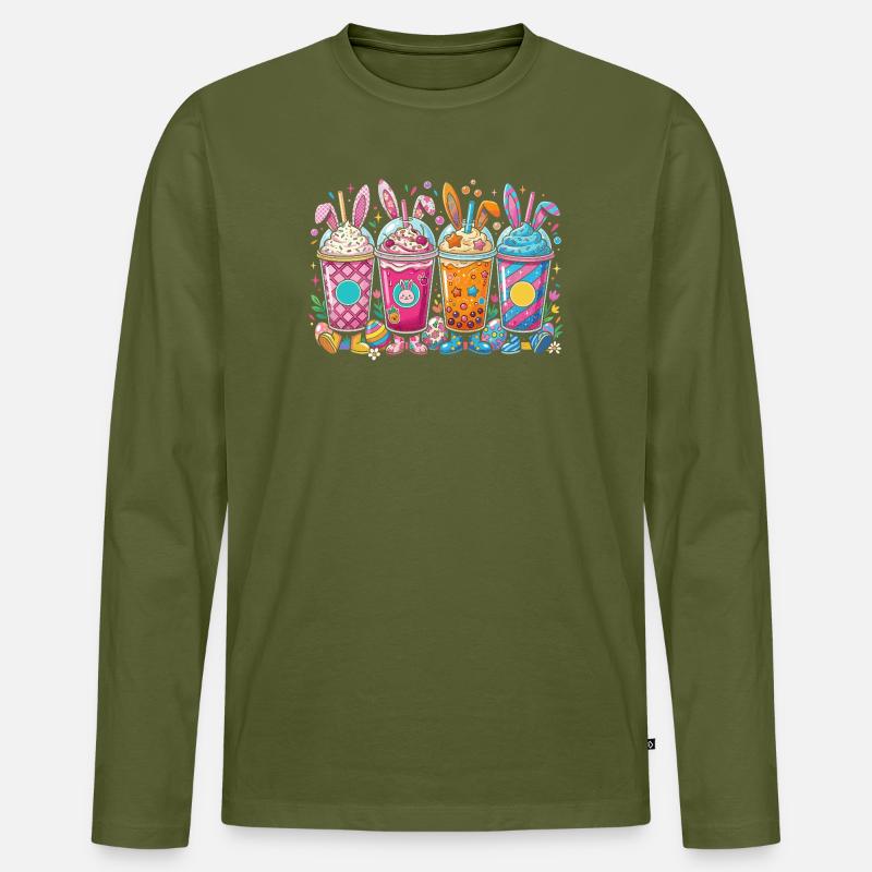 Ostern Bunny Shake Set - Männer Premium Bio Langarmshirt - Khaki