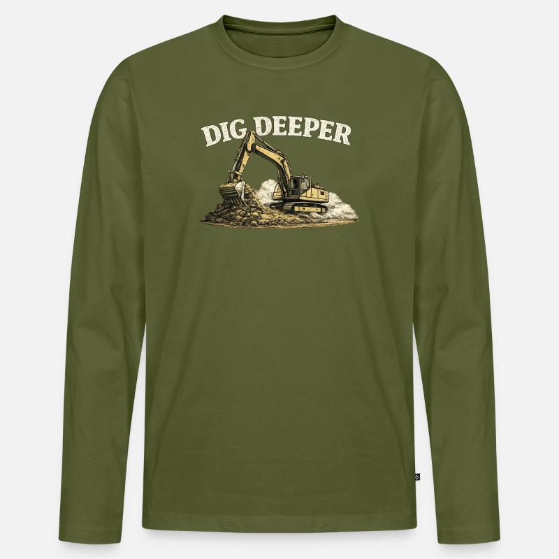 Dig Deeper Bagger Baustelle Baumaschine - Männer Premium Bio Langarmshirt - Khaki
