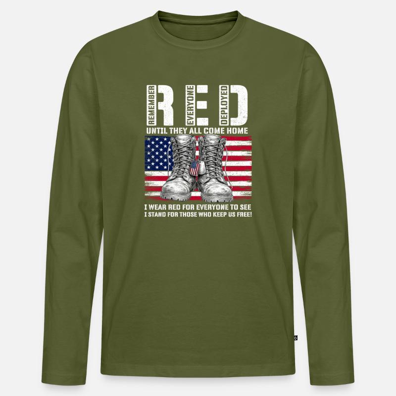 RED Friday Remember Everyone Deployed Home - Männer Premium Bio Langarmshirt - Khaki