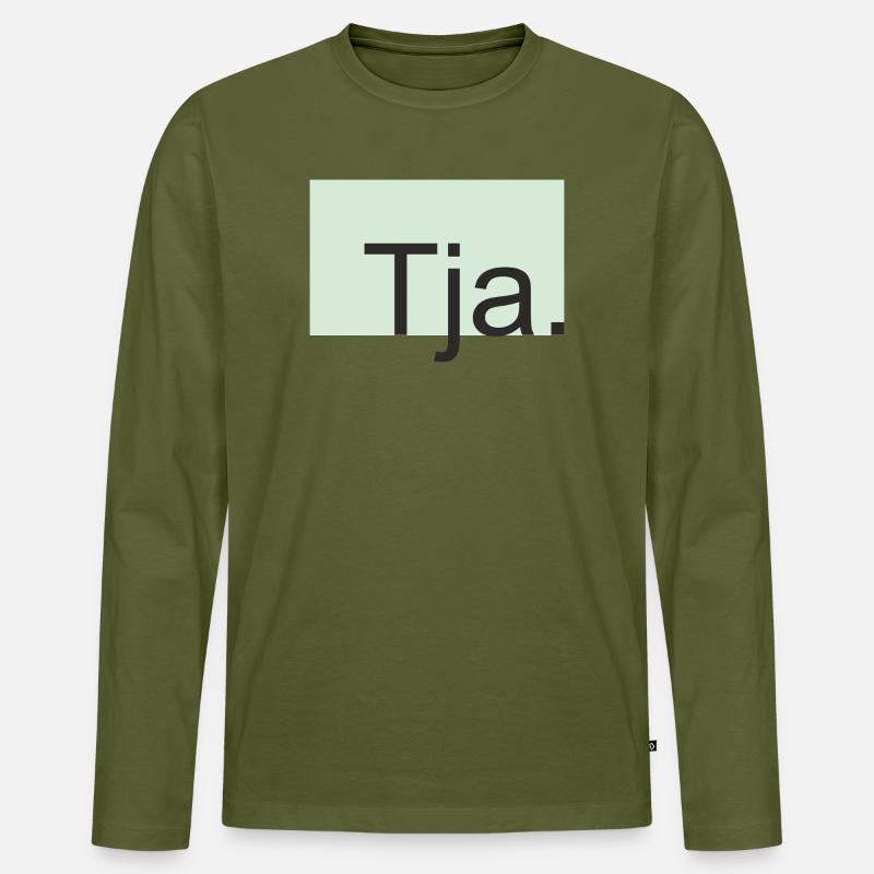 Tja Typografie in Mint - Männer Premium Bio Langarmshirt - Khaki