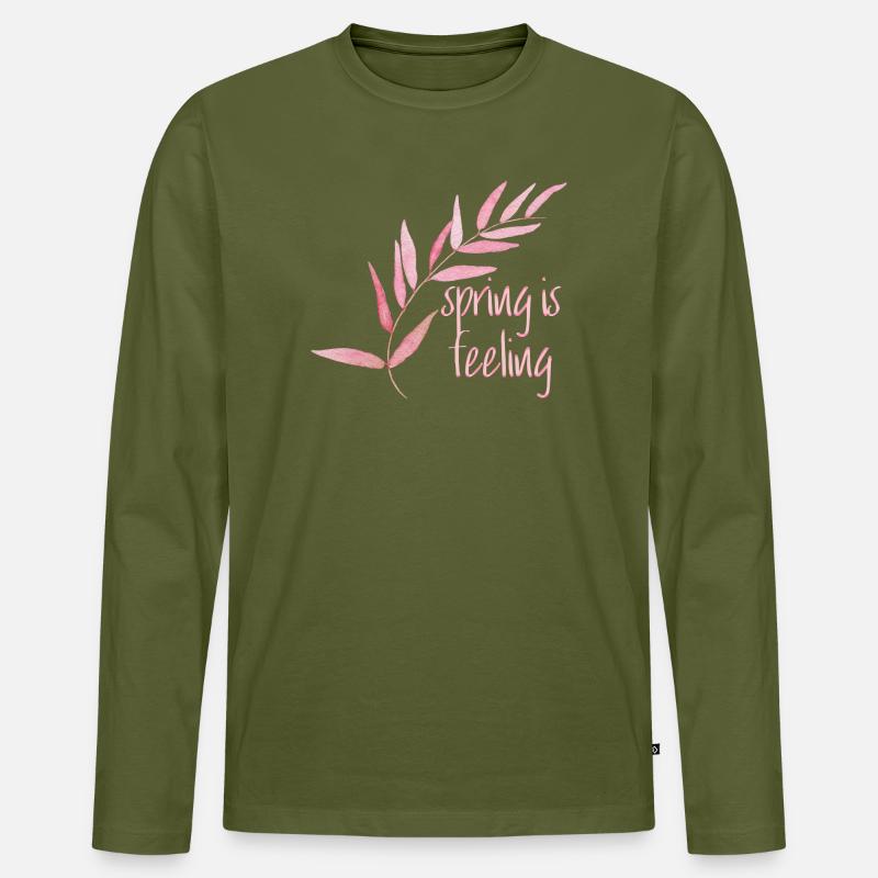 Spring is feeling - Männer Premium Bio Langarmshirt - Khaki