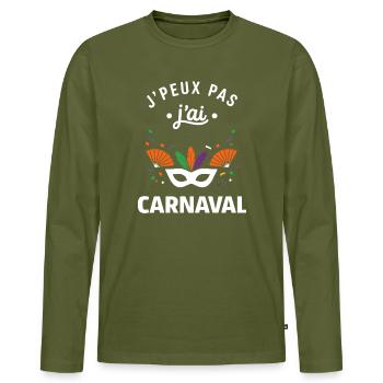 Karneval - Männer Premium Bio Langarmshirt - Khaki - Vorne - Nico (187cm)
