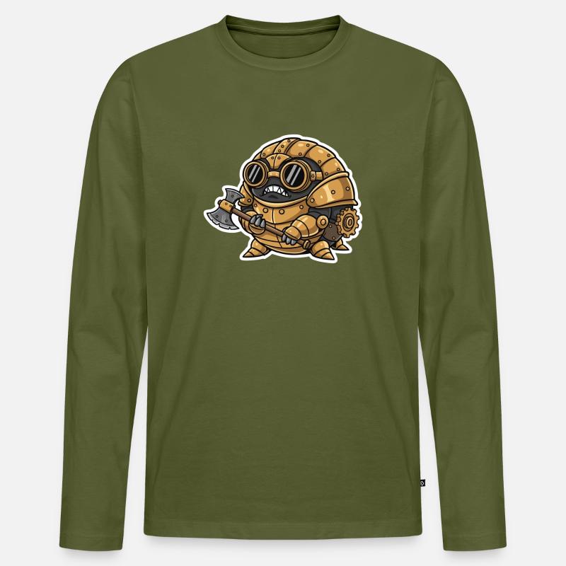 Sowbug Krieger Steampunk Axt Kupferrüstung - Männer Premium Bio Langarmshirt - Khaki