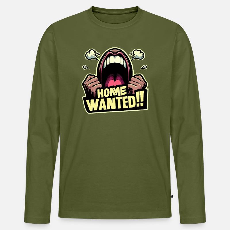 Home Wanted Comic Burst - Männer Premium Bio Langarmshirt - Khaki