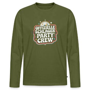 Schlager Party Crew Mallorca Festival JGA Malle - Männer Premium Bio Langarmshirt - Khaki - Vorne - Nico (187cm)
